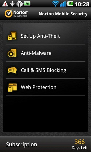 Norton Mobile Security UI For Android
