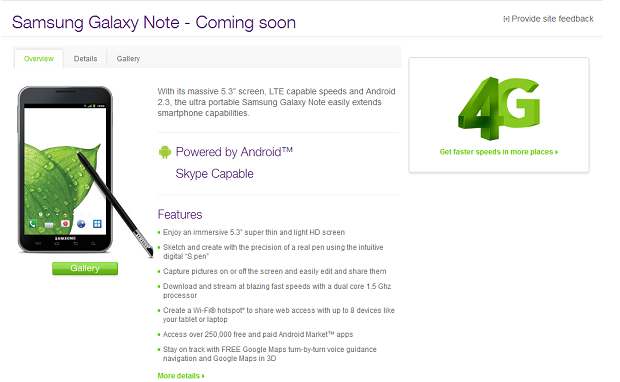 Samsung Galaxy Note in Canada