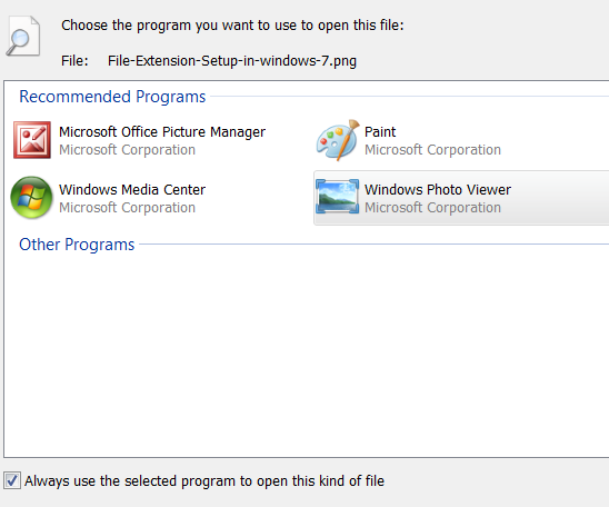Windows - Choose Default Program