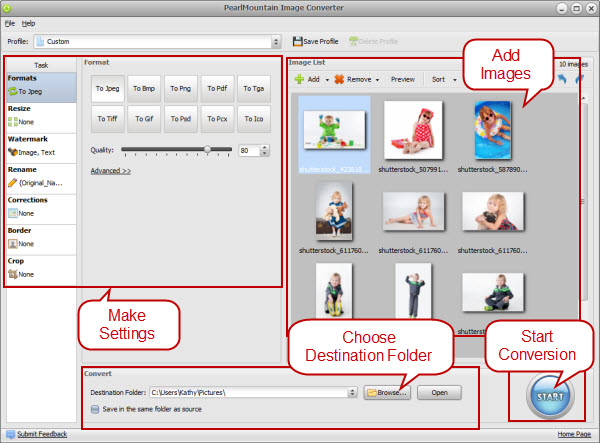 Pearlmountain Image Converter Pro Interface