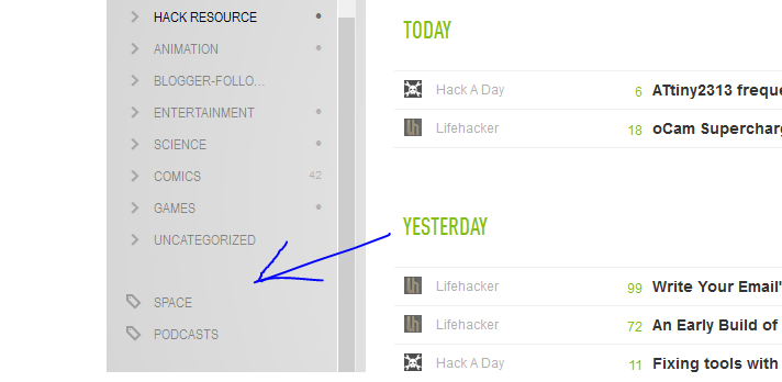 Tags on Feedly from Google Reader