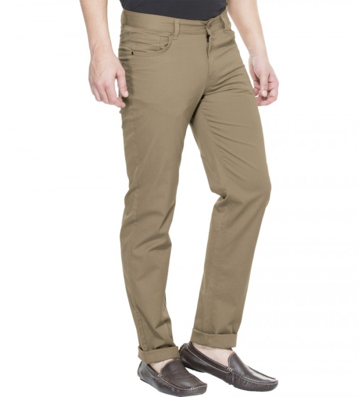 Zovi-Slim-Fit-Khaki-Brown-Solid-Trouser