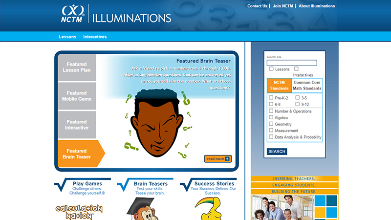 Illuminations - Website for Math Teachers