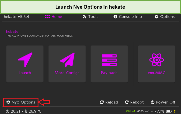 Launch Nyx Options - Nintendo Switch