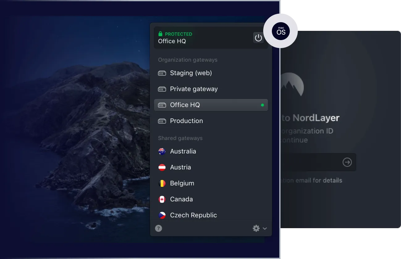 NordLayer for Mac, Windows, Android