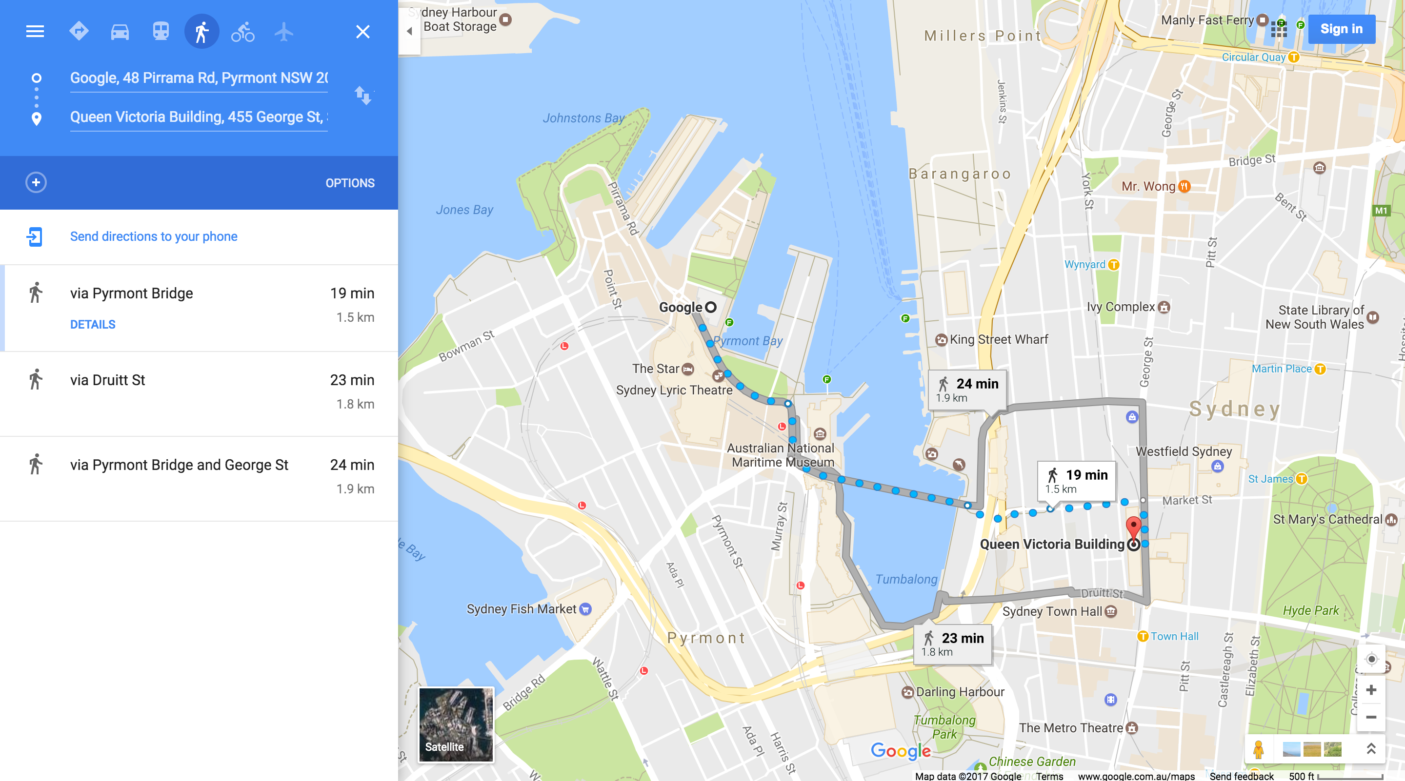 Switch from Driving to Walking Mode in Maps