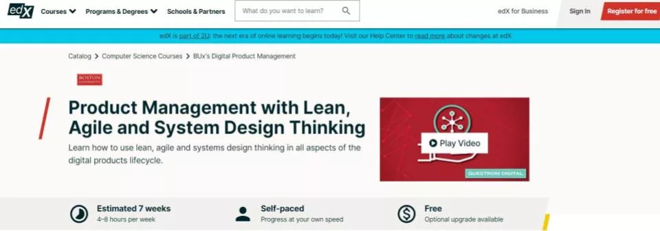 Product Manager with Agile Lean and System Design Thinking by edX jpg