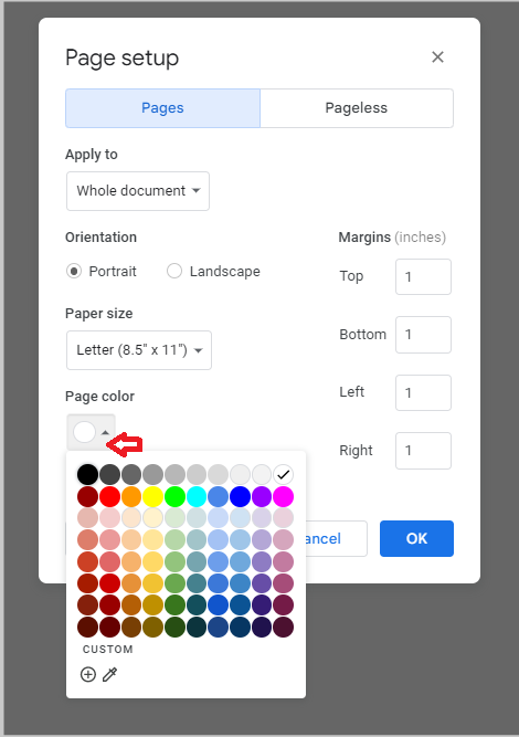 Change the Background Color On Google Docs
