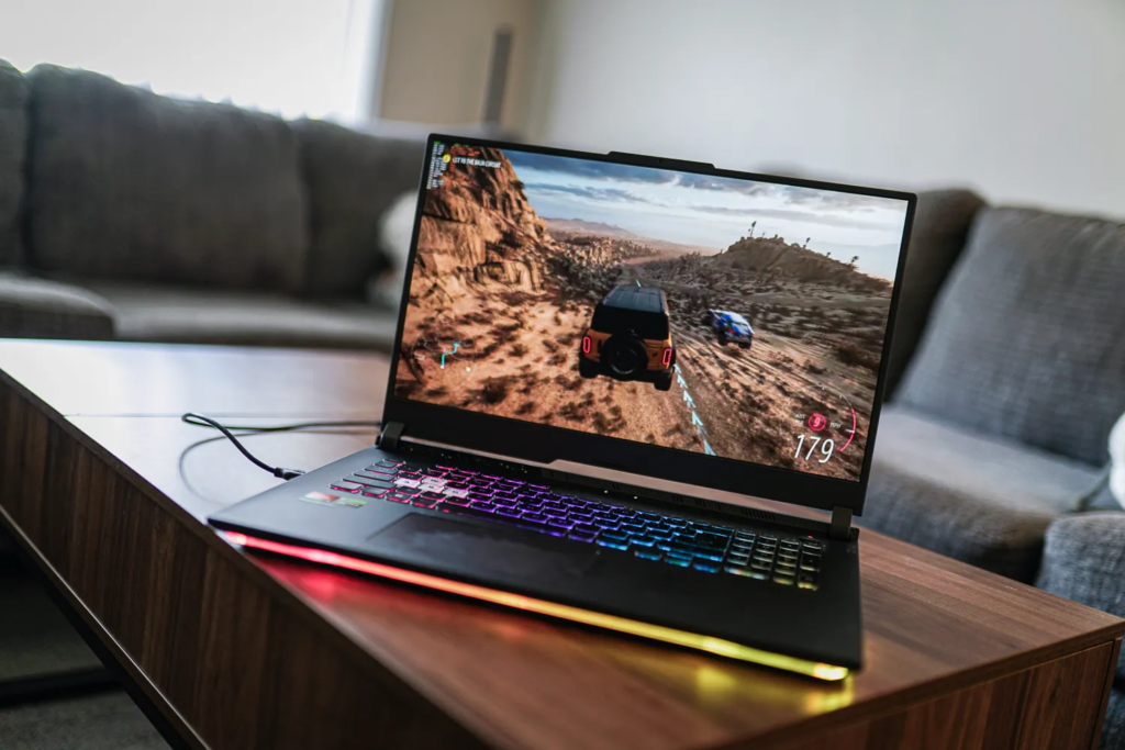 ASUS ROG Strix G17 gaming laptop on a table